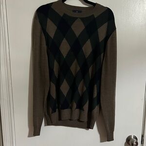 Brooks Brothers Brown and Black Argyle Crewneck Sweater